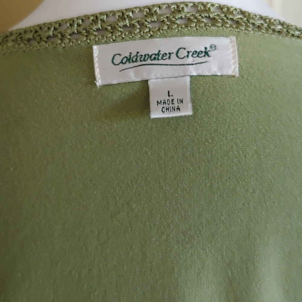 Coldwater Creek Green Wrap Shirt Size L - Picture 4 of 6